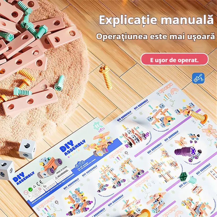 【60/103/144 pezzi】🌈Giocattoli con viti fai da te: giocattoli educativi con semplici mattoncini, giocattoli, cassette degli attrezzi e trapani elettrici