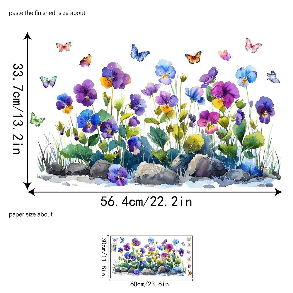 🌸Decalque de Janela com Ramo de Flores Coloridas