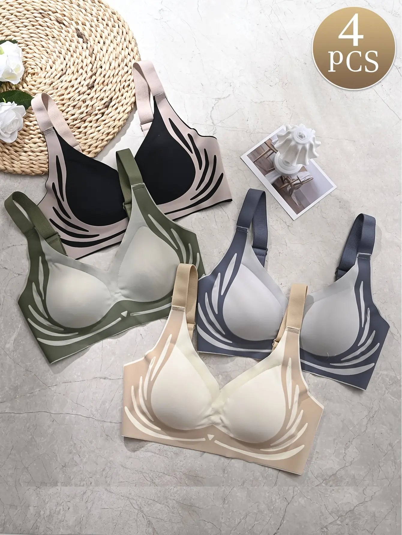 đăConfezione da 4ăReggiseno intero senza ferretto da donnaâ¤ď¸ă40-85 kgă