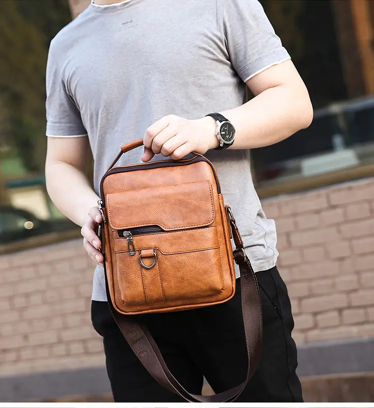 👜 Bolsa casual em pele de bovino para homem