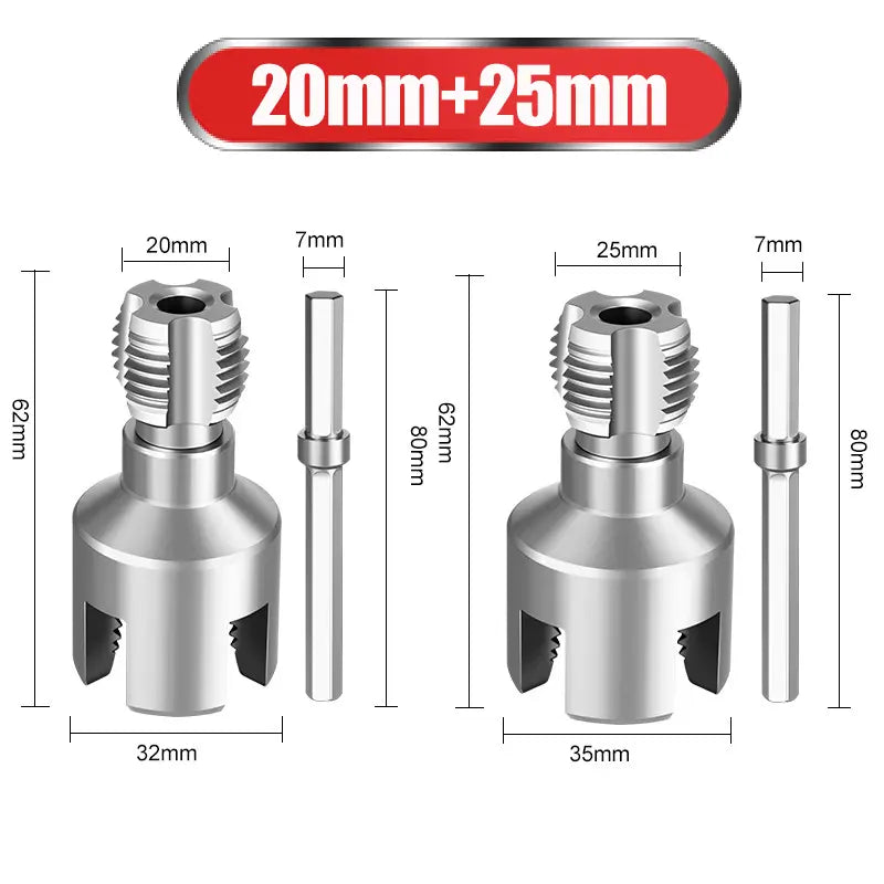 ✔️20mm+25mm🛠️ Novo tipo de broca com abridor de roscas integrado para tubos de água internos e externos (aplicável a PPR, PEPVC)