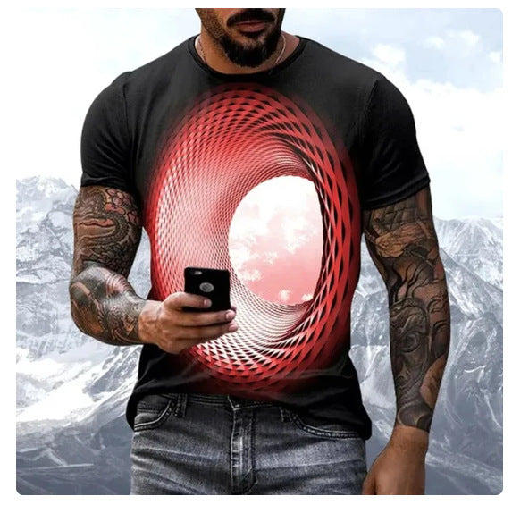 🔥【S-8XL】3D digital tlač geometrický vzorne modne krátke rukávy