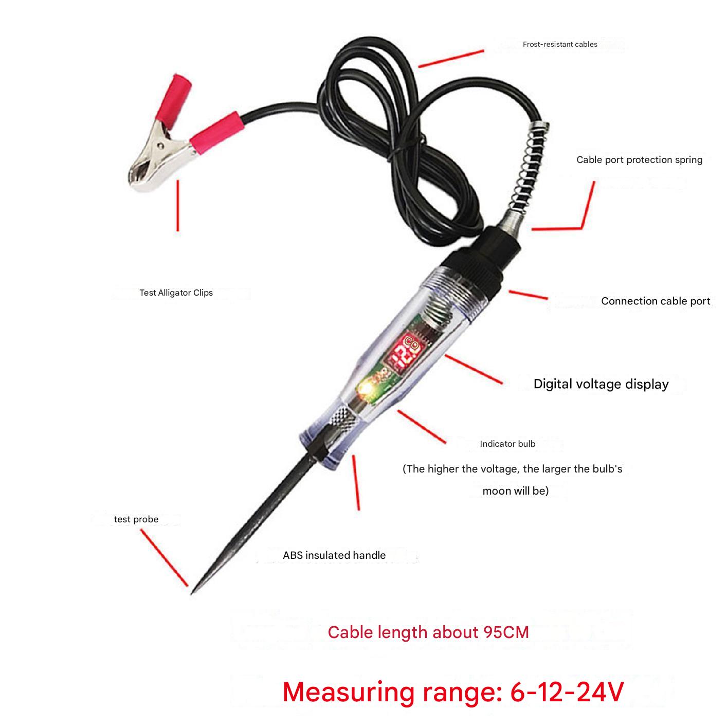 Kfz-Stromkreistester Stift Spannungsstift 12-24V