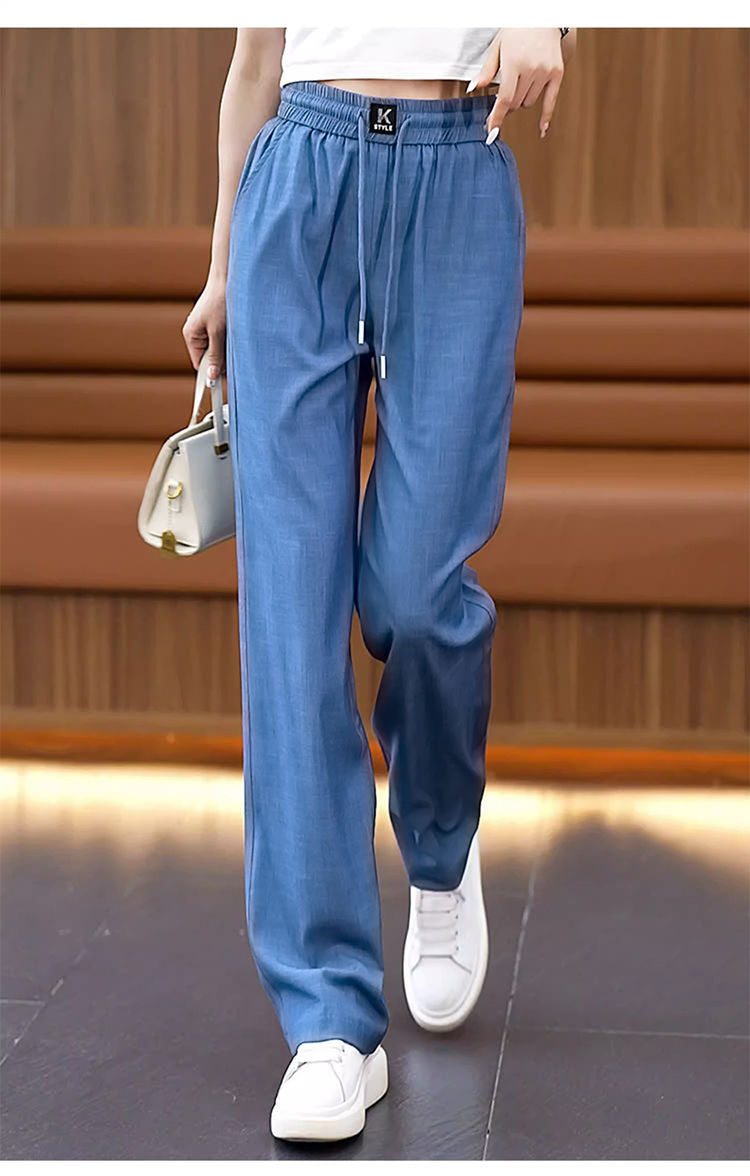 ❤️【S-3XL】Džínsy s vysokým pásom Ice Silk Slim Wide Leg