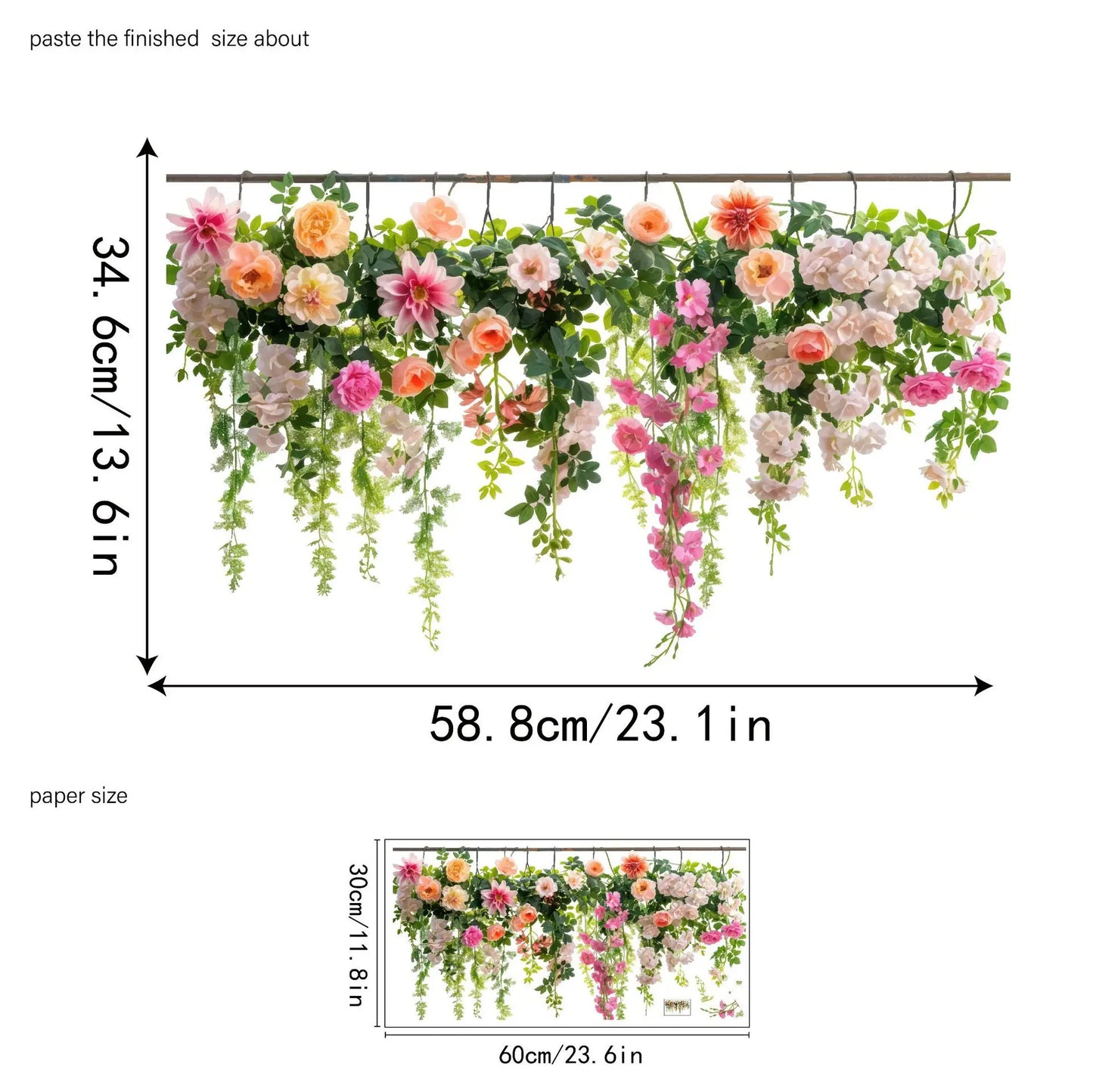 🌸Decalque de Janela com Ramo de Flores Coloridas