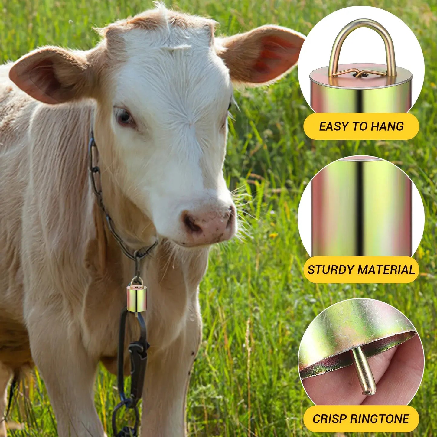 🐂【Confezione da 10】Campanelli in bronzo per radunare bovini, cavalli e pecore, il forte suono dei campanacci del bestiame si diffonde sempre più lontano.