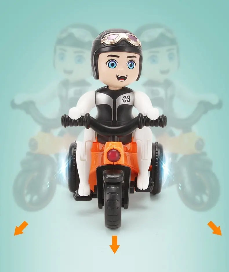 ✨🌈Bicicleta de acrobacias giratória automática de 360 graus com luzes dançantes 4D
