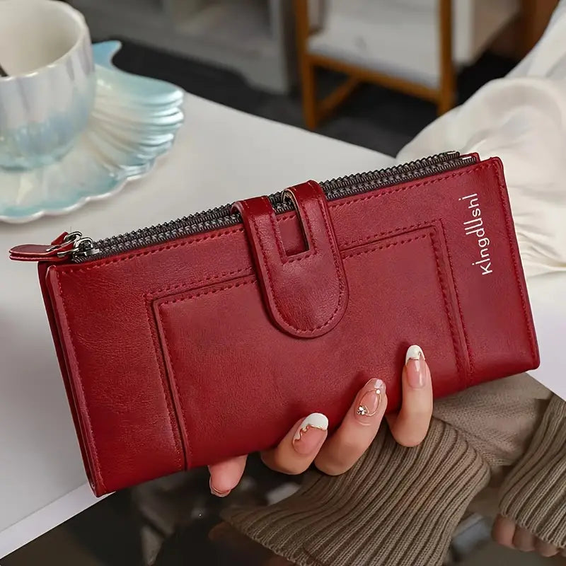 【SCONTO DEL 45%】💰【Acquista 1 e ricevi 1 gratis】Portafoglio vintage in vera pelle con doppia cerniera e scomparti multi-carta per donna
