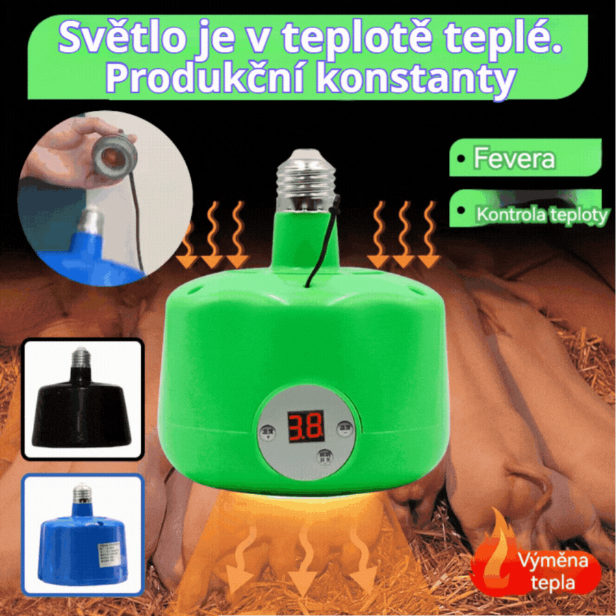 Lâmpada de aquecimento inteligente com temperatura constante para criação de animais de estimação.