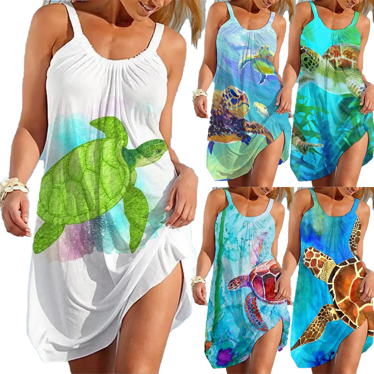 💟👗【S-5XL】Nové tlačené šaty na voľný čas bez ramienok