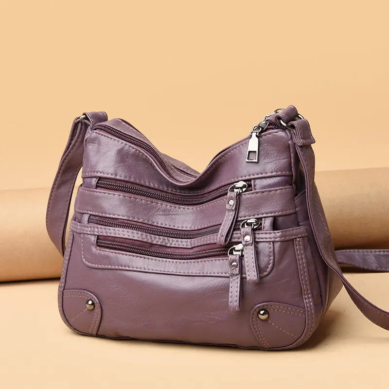 💕👜Borsa a tracolla in morbida pelle con più tasche