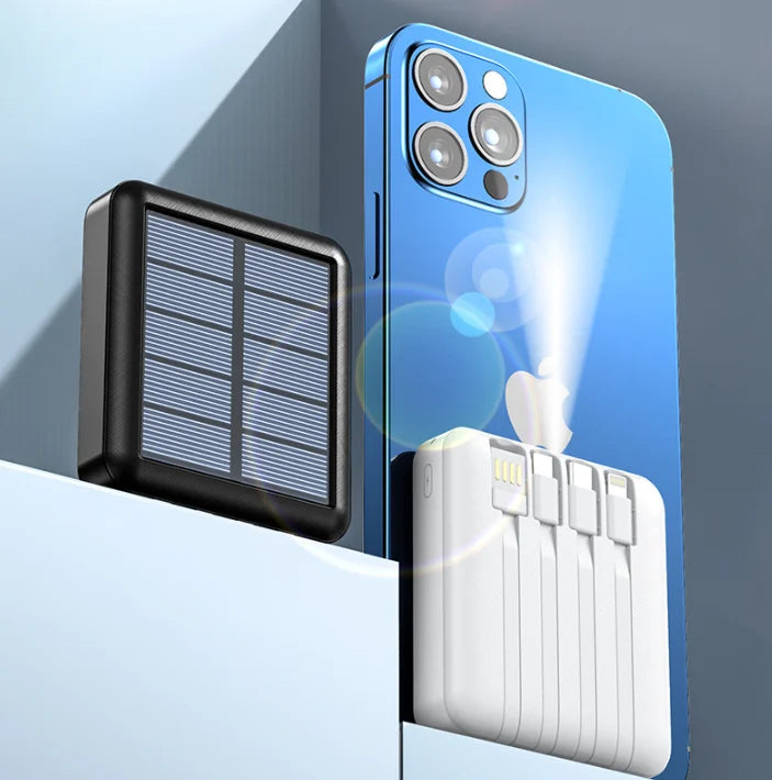 ⚡⚡Banco de energia solar portátil de grande capacidade e carregamento rápido de 20000mAh - Compatível com todas as tomadas
