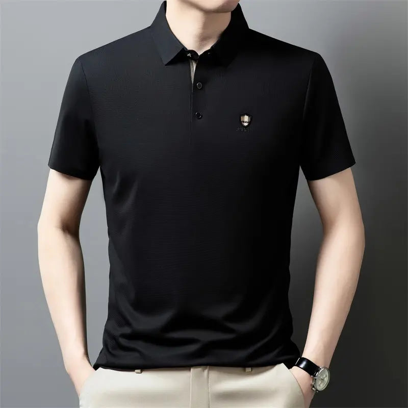 【M-4XL】Nuova polo casual a mezza manica con risvolto in seta ghiacciata estiva 2025