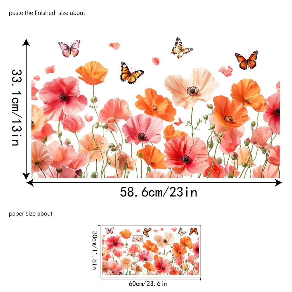 🌸Decalque de Janela com Ramo de Flores Coloridas