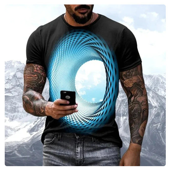 🔥【S-8XL】3D digital tlač geometrický vzorne modne krátke rukávy