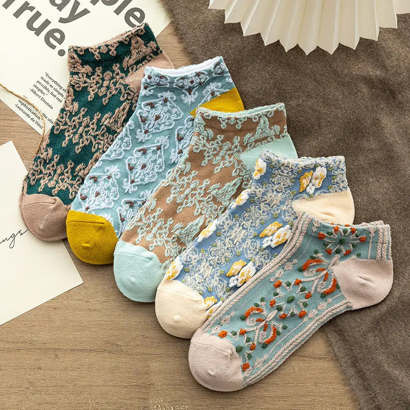 🌺🌺【20 perechi】Șosete din bumbac imprimate super confortevole și frumoase pentru femei