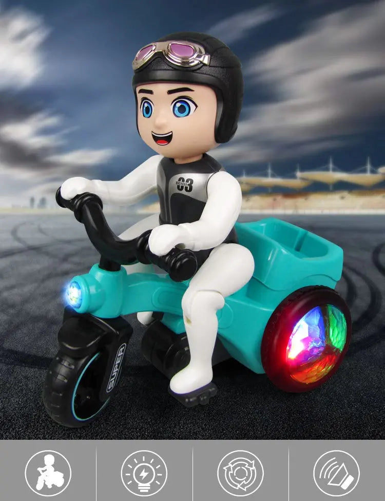 ✨🌈Bicicleta de acrobacias giratória automática de 360 graus com luzes dançantes 4D