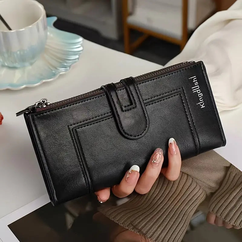 【SCONTO DEL 45%】💰【Acquista 1 e ricevi 1 gratis】Portafoglio vintage in vera pelle con doppia cerniera e scomparti multi-carta per donna