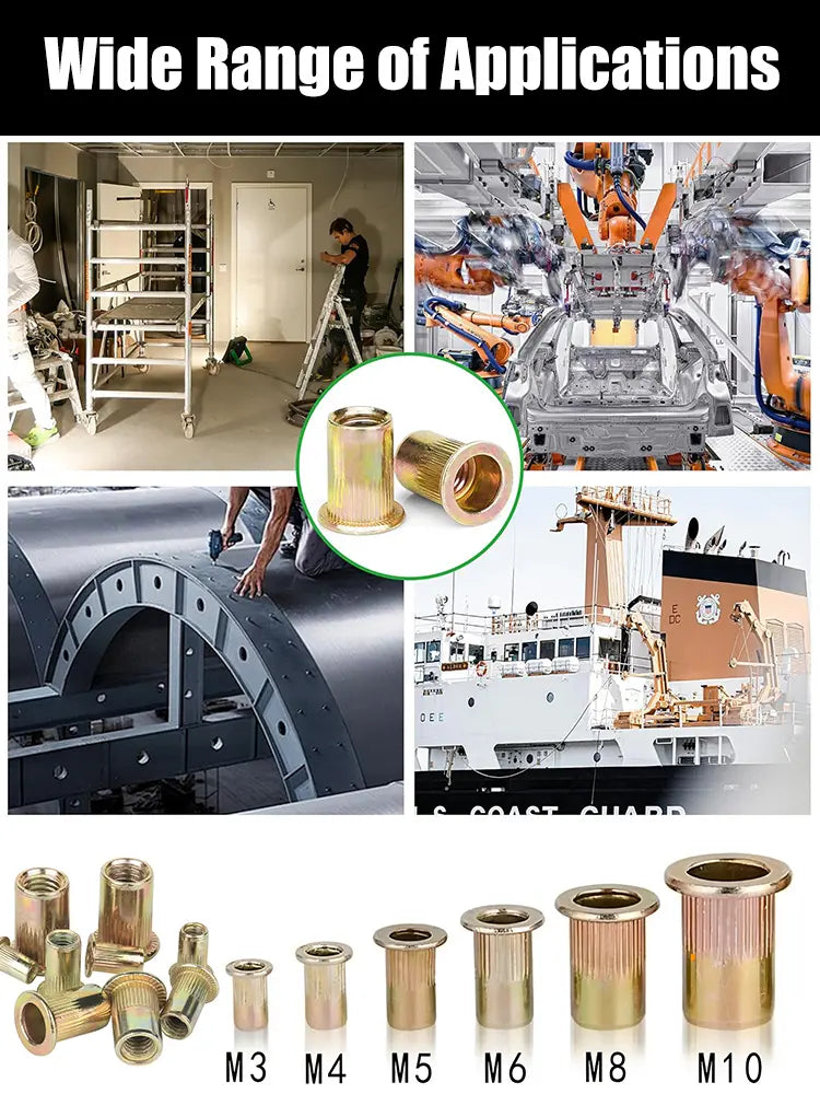 🛠️【220/440 pezzi】🔩Dadi in acciaio inossidabile, dadi zigrinati a testa piatta
