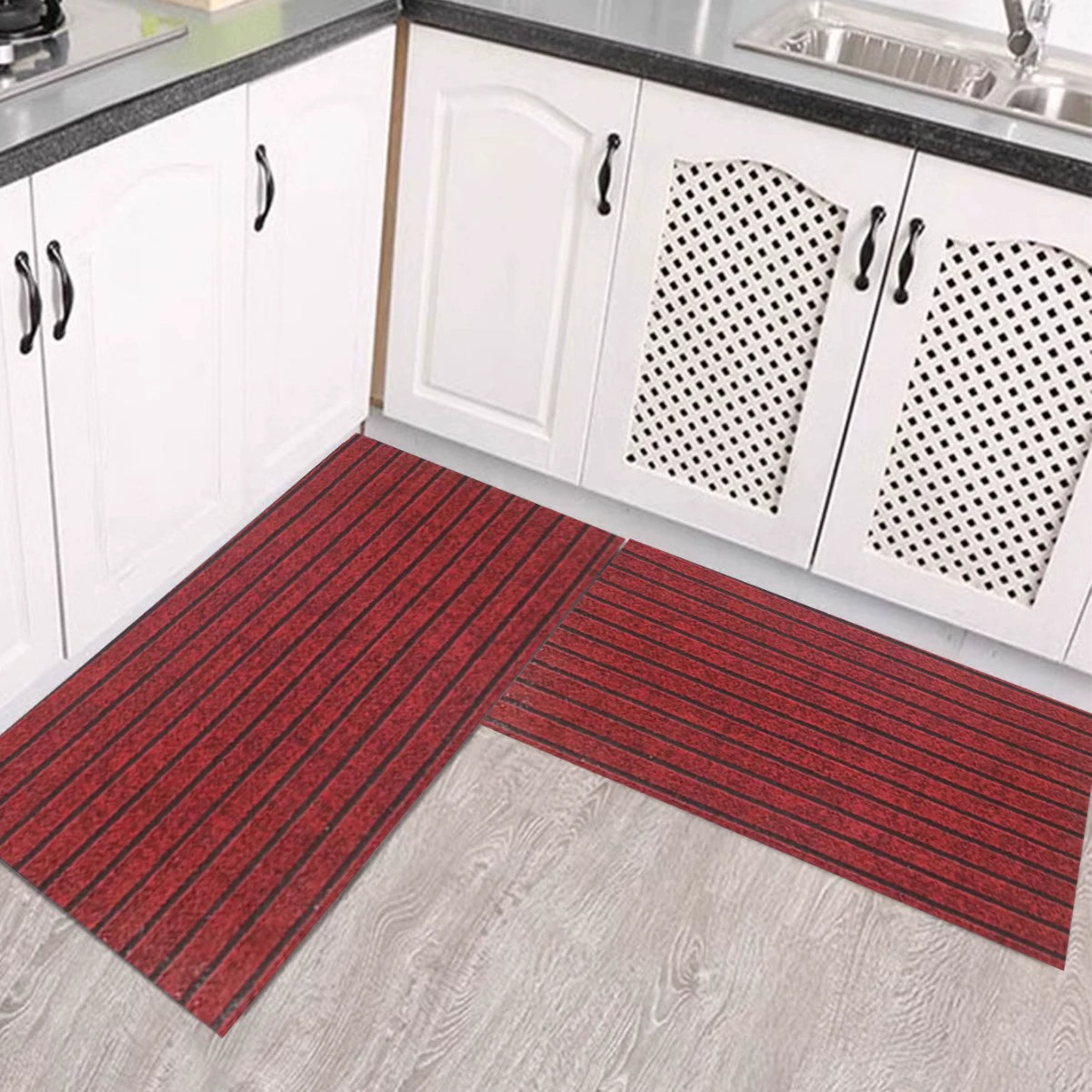 💥(40*60cm+40*120cm) Tappetino da cucina antiscivolo a righe che assorbe acqua e olio