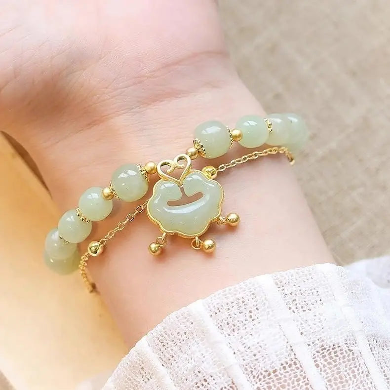 ✨Nova pulseira de jade Hetian dourada