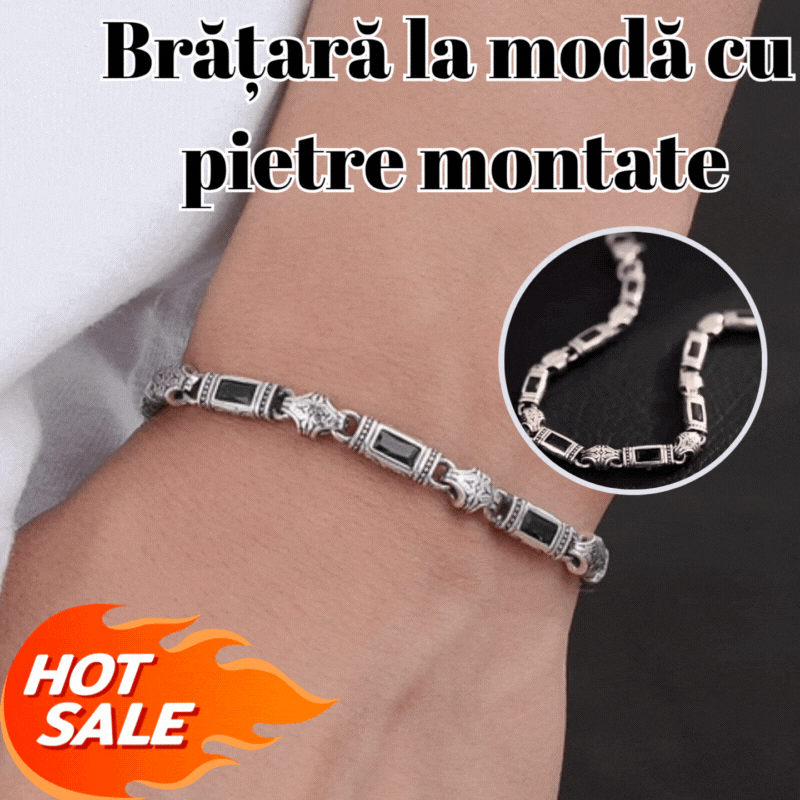 Pulseira elegante para homem e mulher com pedras, durável, largura 5 mm