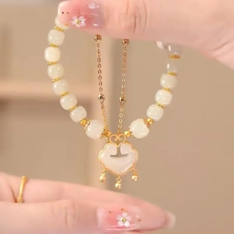 ✨Nova pulseira de jade Hetian dourada
