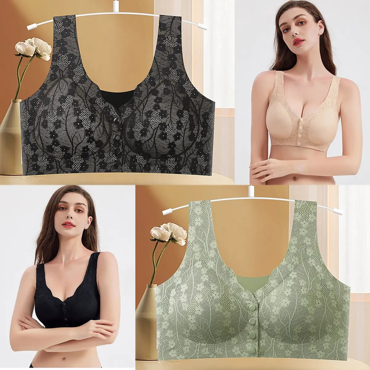 đăConfezione da 5ăReggiseno senza ferretto da donna con bottone frontale