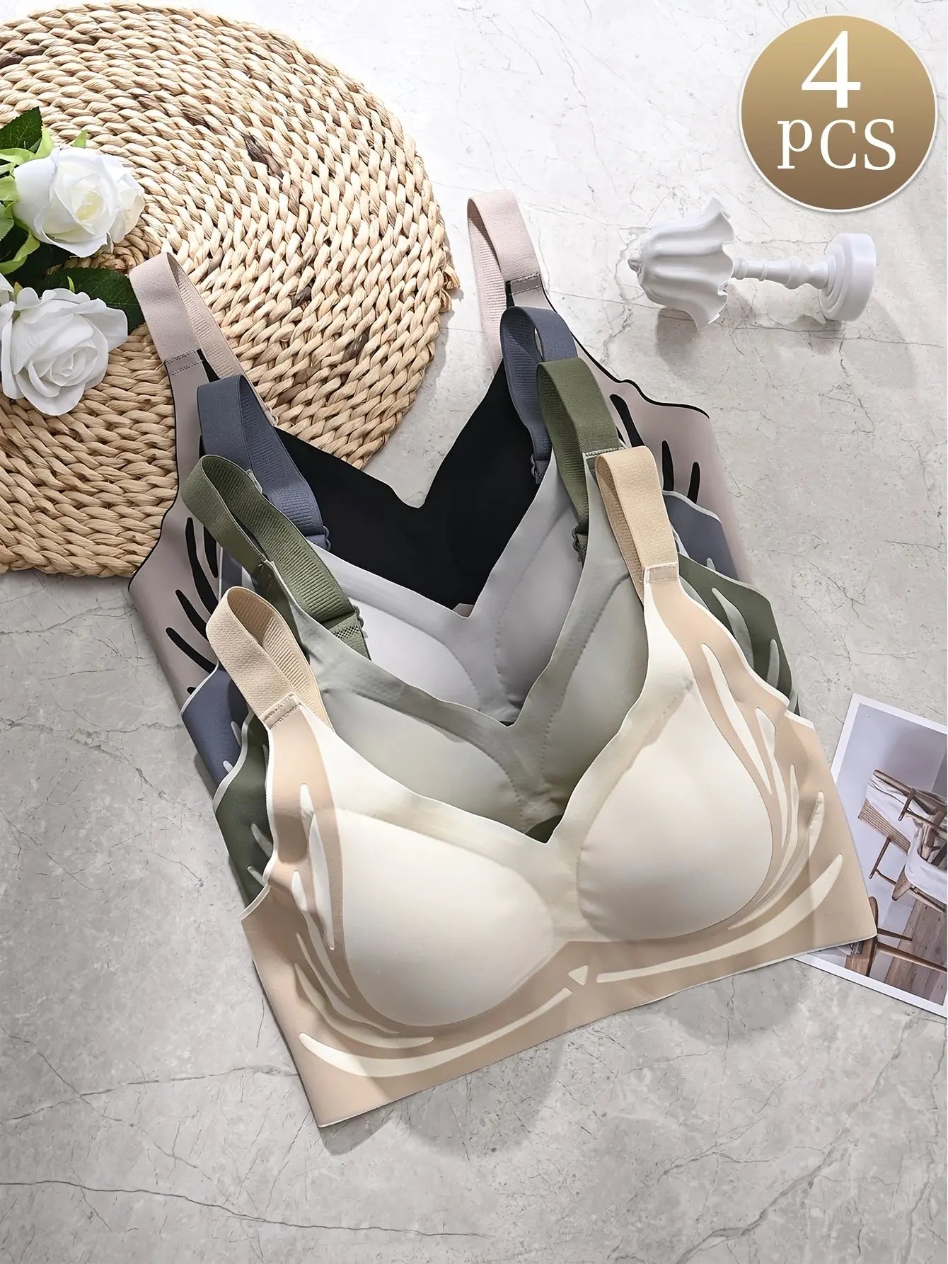 đăConfezione da 4ăReggiseno intero senza ferretto da donnaâ¤ď¸ă40-85 kgă