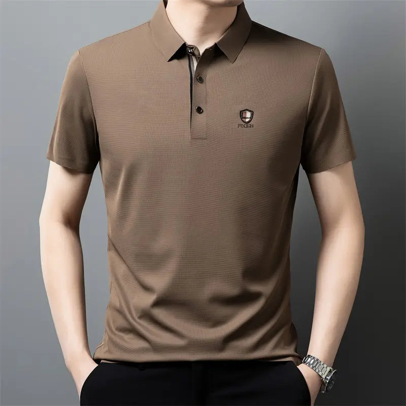 【M-4XL】Nuova polo casual a mezza manica con risvolto in seta ghiacciata estiva 2025