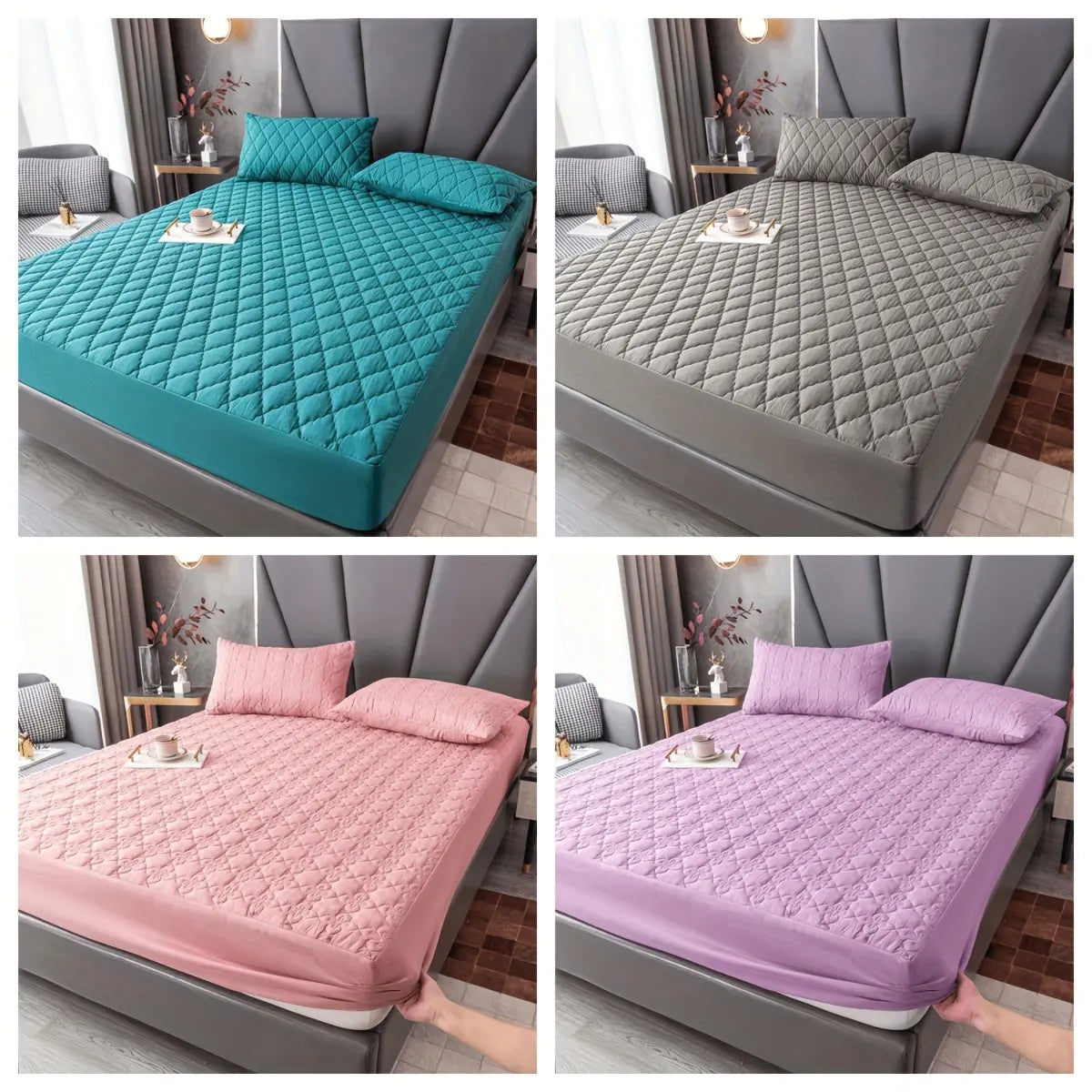 【180*200cm】🛏Capa de colchão impermeável com forro em lã e fixadores em algodão, ideal para o quarto.
