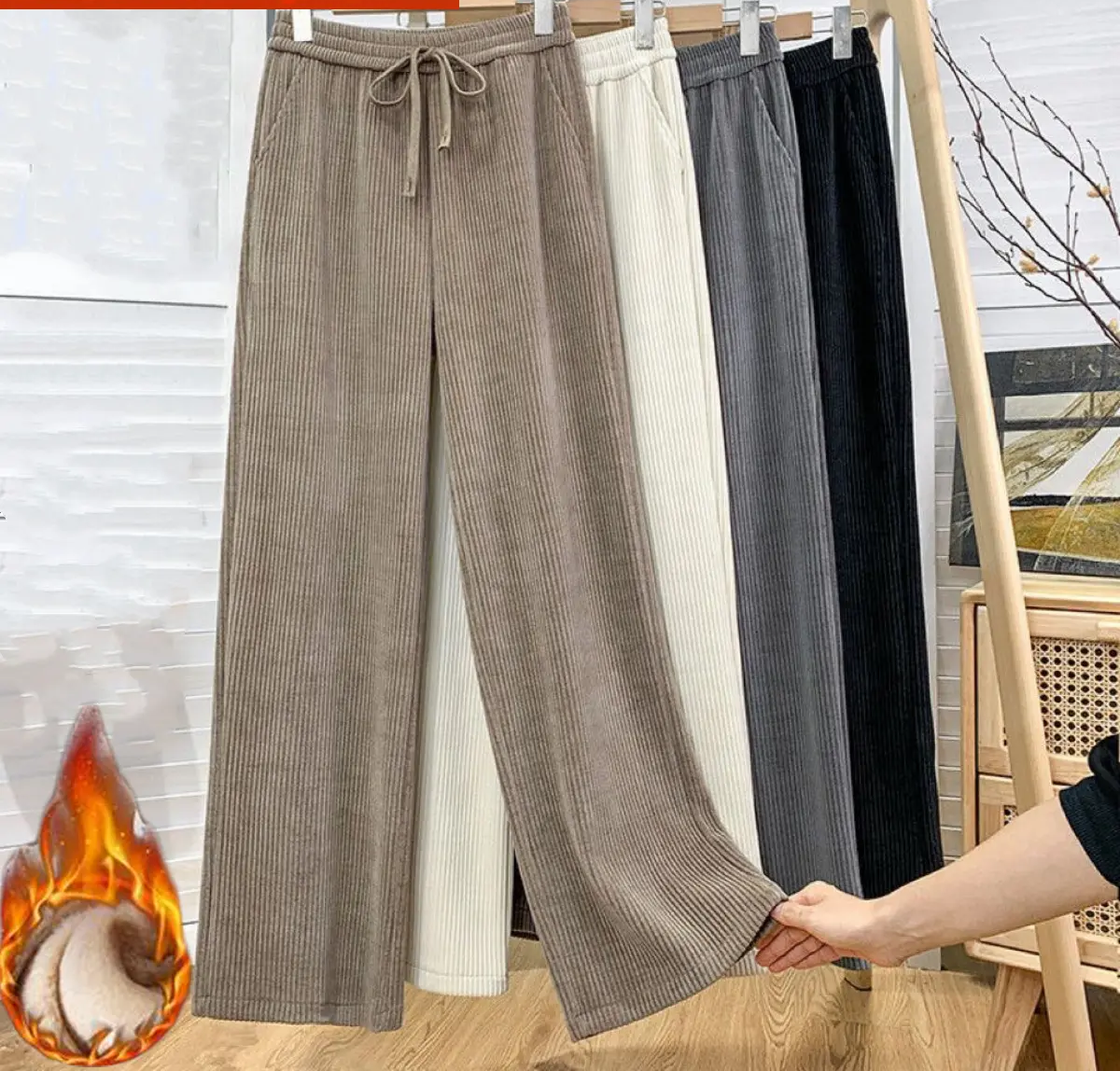 đ„ăSecondo pezzo a metĂ prezzoăđPantaloni larghi in velluto casual di nuovo stile, molto comodi da indossare.