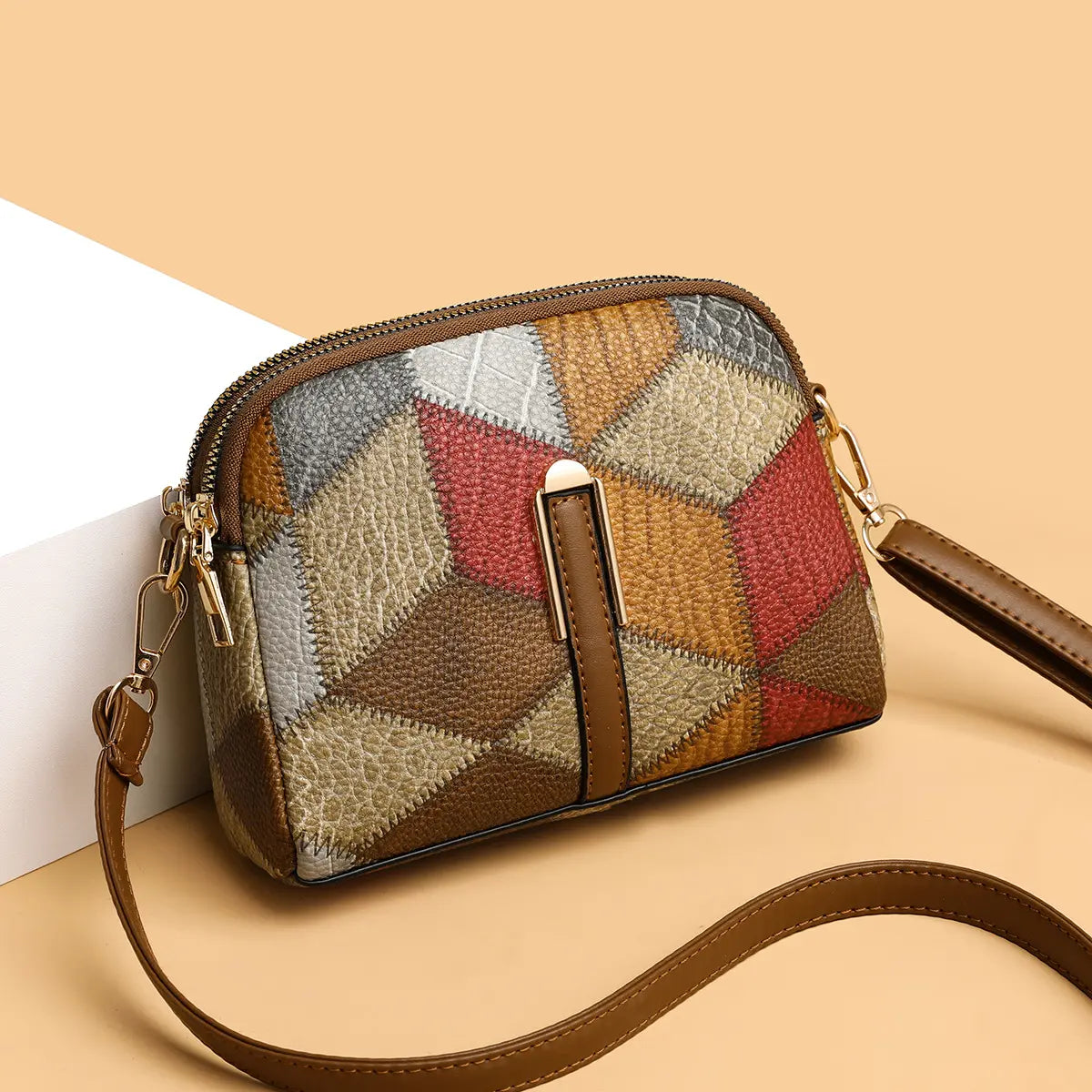 👜 Nuova borsa a tracolla a quadri color block della moda 2025 per donna