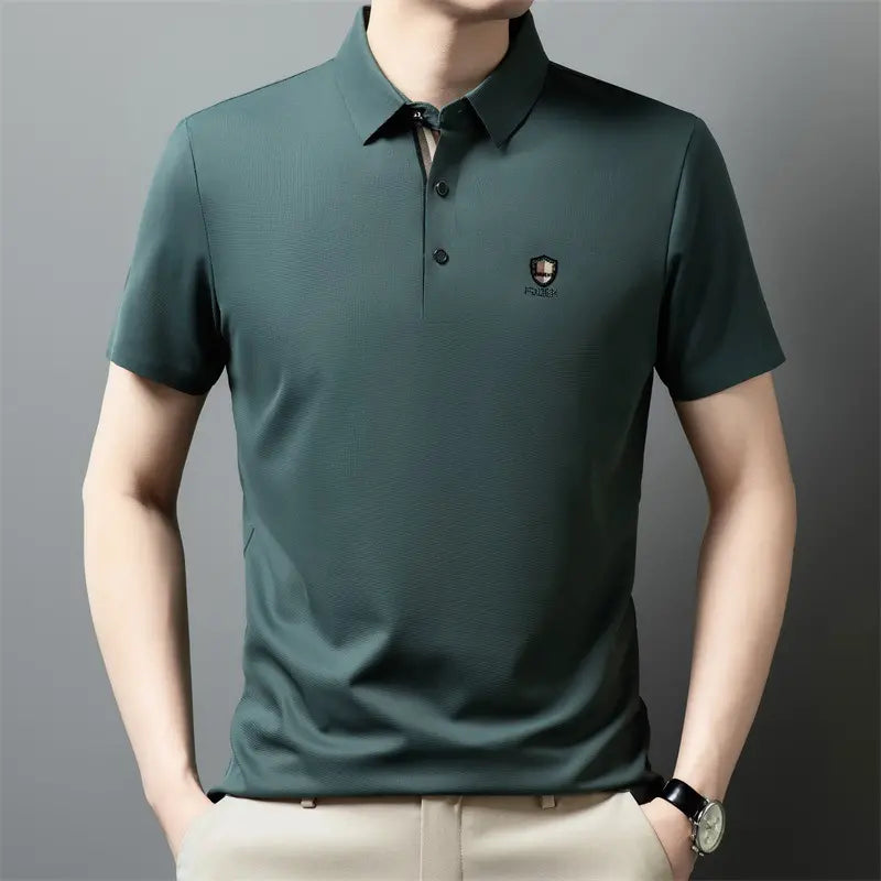 【M-4XL】Nuova polo casual a mezza manica con risvolto in seta ghiacciata estiva 2025