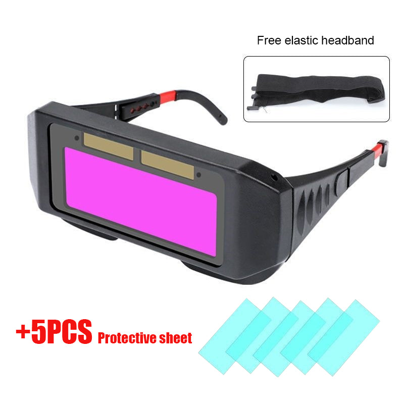 【Occhiali protettivi + 5 fogli protettivi + fascia per capelli】🔥Occhiali di sicurezza per saldatura auto-oscuranti.