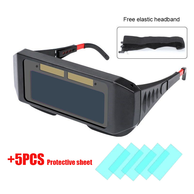 【Occhiali protettivi + 5 fogli protettivi + fascia per capelli】🔥Occhiali di sicurezza per saldatura auto-oscuranti.