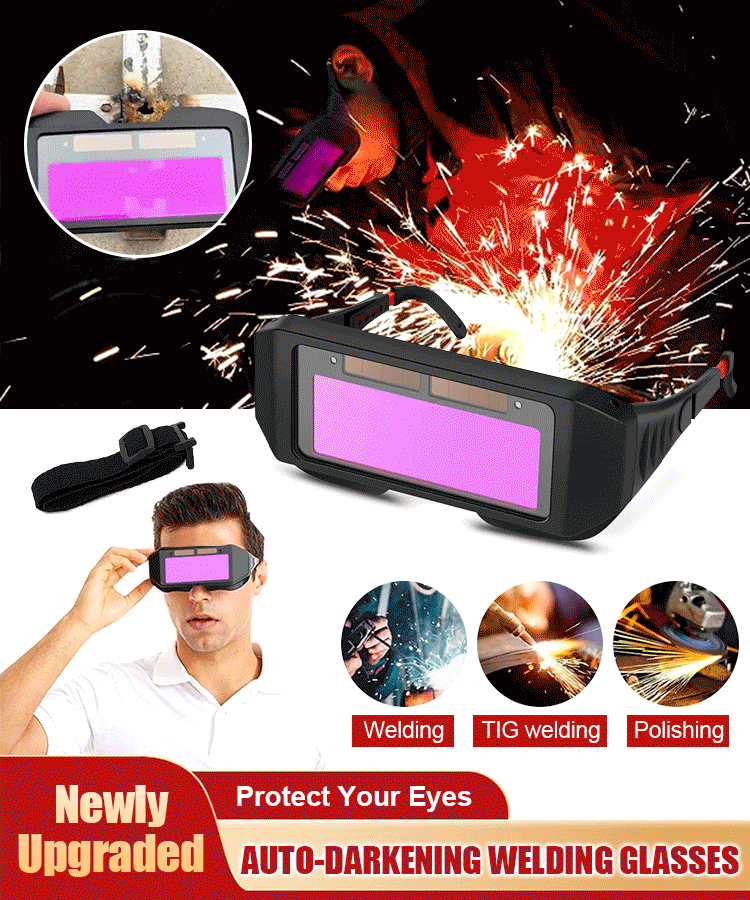 【Occhiali protettivi + 5 fogli protettivi + fascia per capelli】🔥Occhiali di sicurezza per saldatura auto-oscuranti.