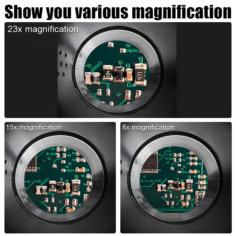 Lente d'ingrandimento 8x 15x 23x con luce ottica a LED. Adatta per la riparazione di orologi meccanici, gioielli antichi, incisioni e perizie.