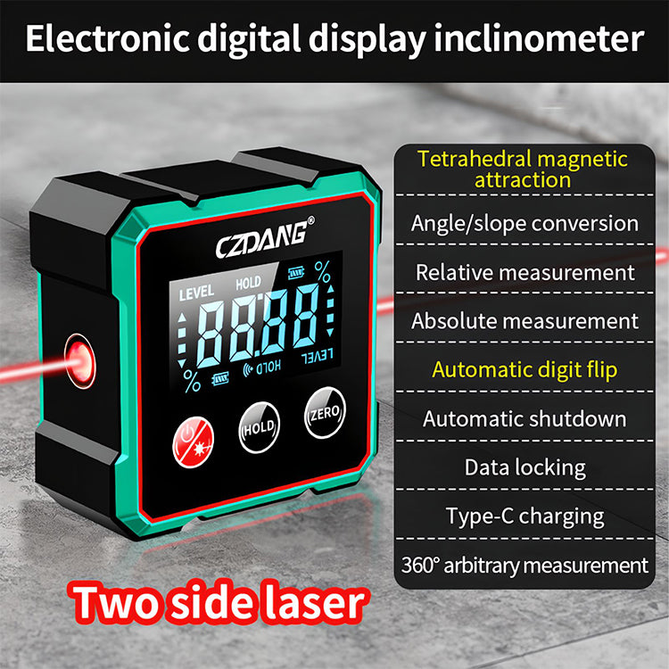 🧰 Inclinometro elettronico con display digitale per la misurazione dell'angolo magnetico orizzontale
