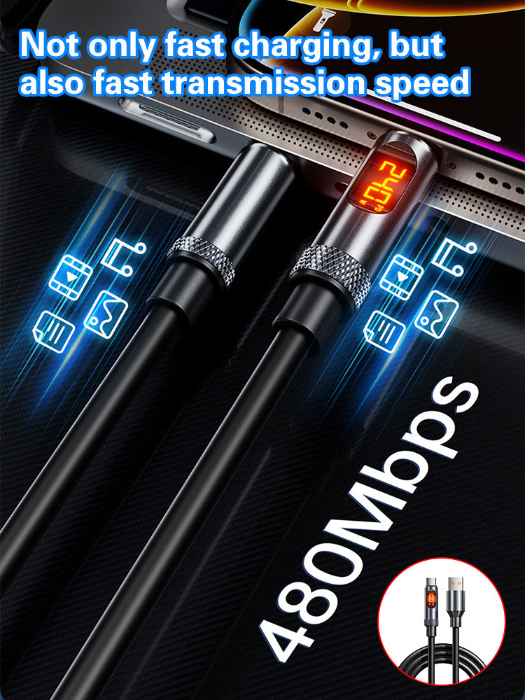📱📱Ricarica super veloce da 240 W, cavo dati da 1,2 m, con display digitale intelligente da 6 A, montaggio su auto.