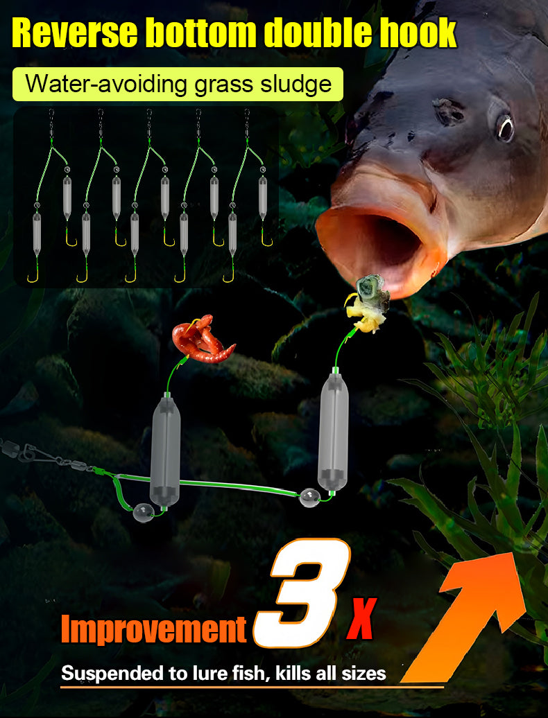 【💥Nuovo💥】🎣🎣【5/10 pezzi】Set di lenze da pesca con doppio amo a fondo invertito in stile europeo