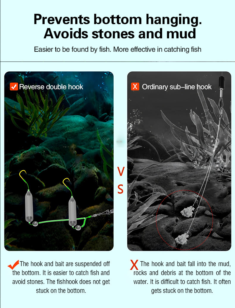 【💥Nuovo💥】🎣🎣【5/10 pezzi】Set di lenze da pesca con doppio amo a fondo invertito in stile europeo