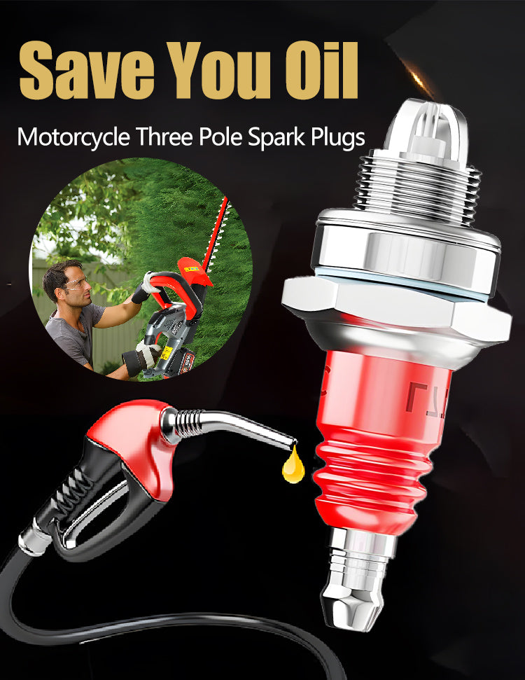 【2/4/6 peças】🔥Vela de ignição L7T de três garras para motosserras. Universal para motosserras a gasolina de dois tempos, corta-relva e aparadores de sebes.