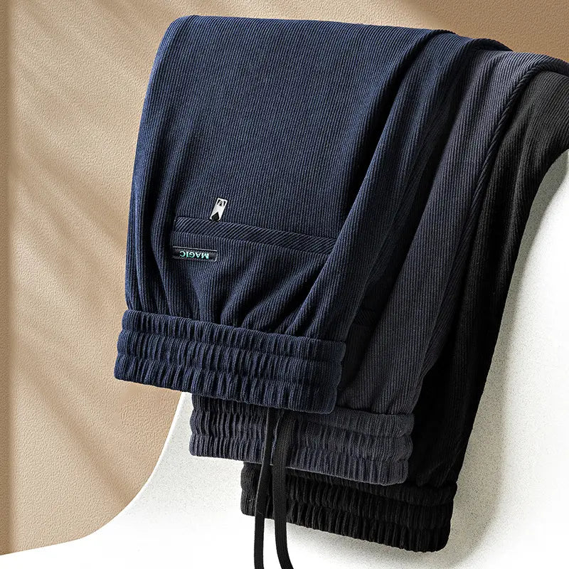 đăL-5XLăCalça desportiva de veludo plus size para homem, calças casuais soltas para o outono e inverno