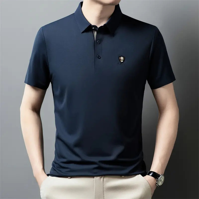 【M-4XL】Nuova polo casual a mezza manica con risvolto in seta ghiacciata estiva 2025