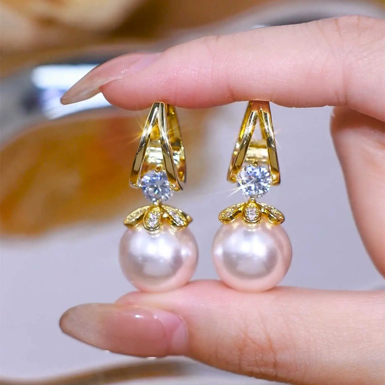💋【4 paia】2025 nuovi orecchini di perle di lusso francesi in argento