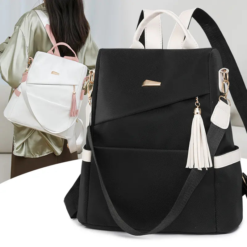 šNuovo zaino da viaggio in morbida pelle, dal design moderno e di grande capienza, per due utilizzi.
