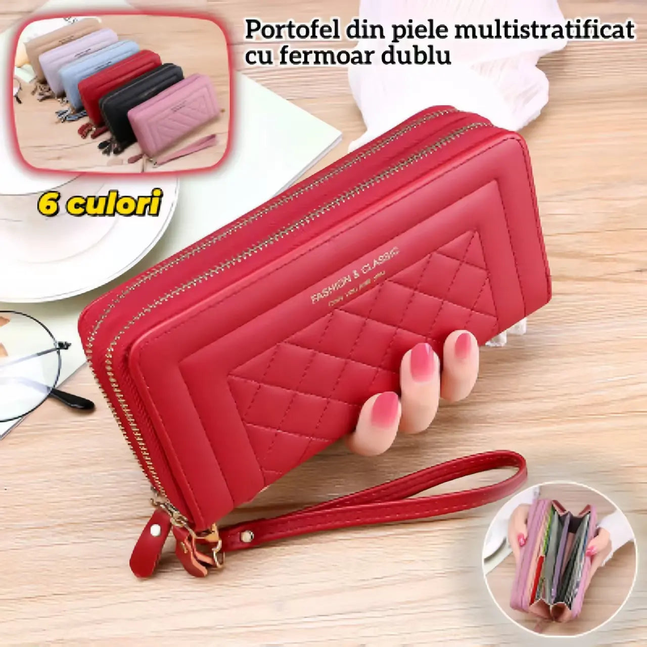 【🔥👜Acquista 1 e ricevi 1 gratis】Portafoglio da donna con doppia cerniera multistrato, ultima moda 2025