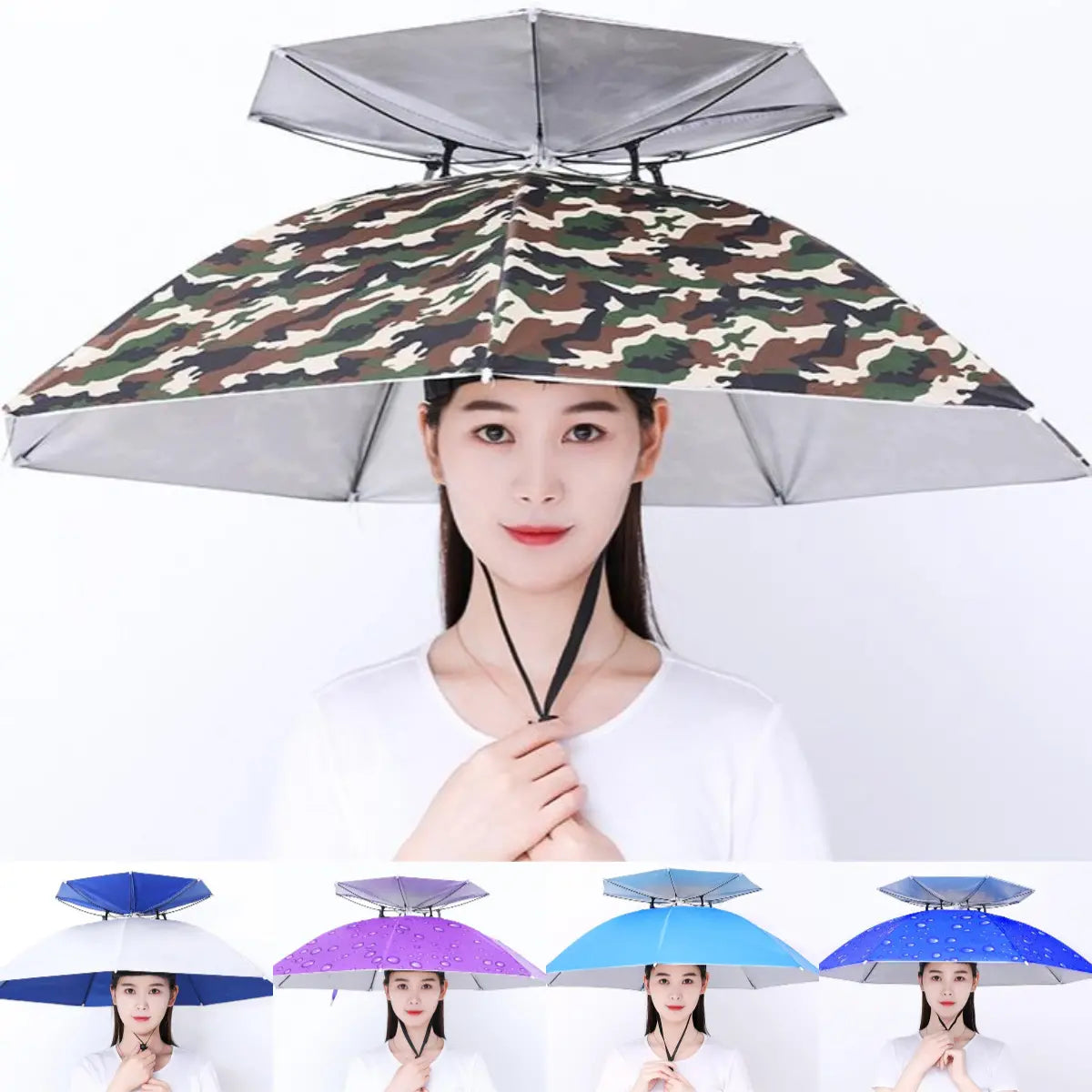 đ€© Cappello ombrello pieghevole con protezione UVăDoppio strato di alta qualitĂ ă