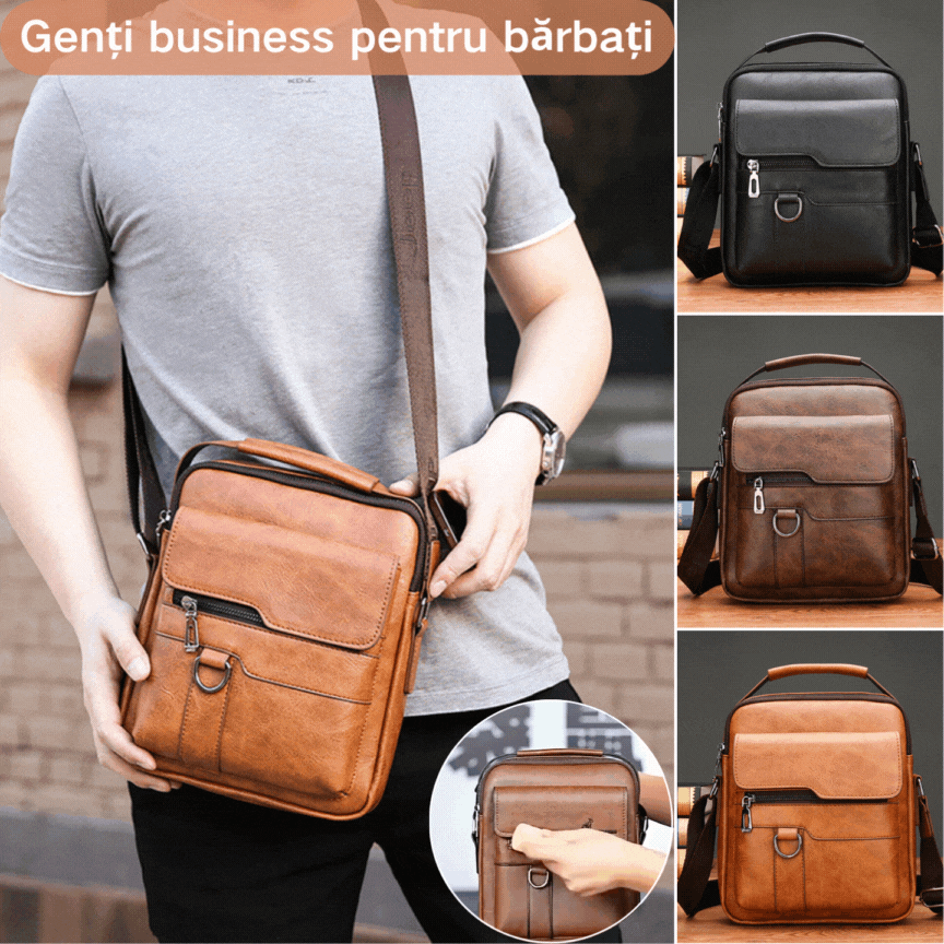 👜 Bolsa casual em pele de bovino para homem